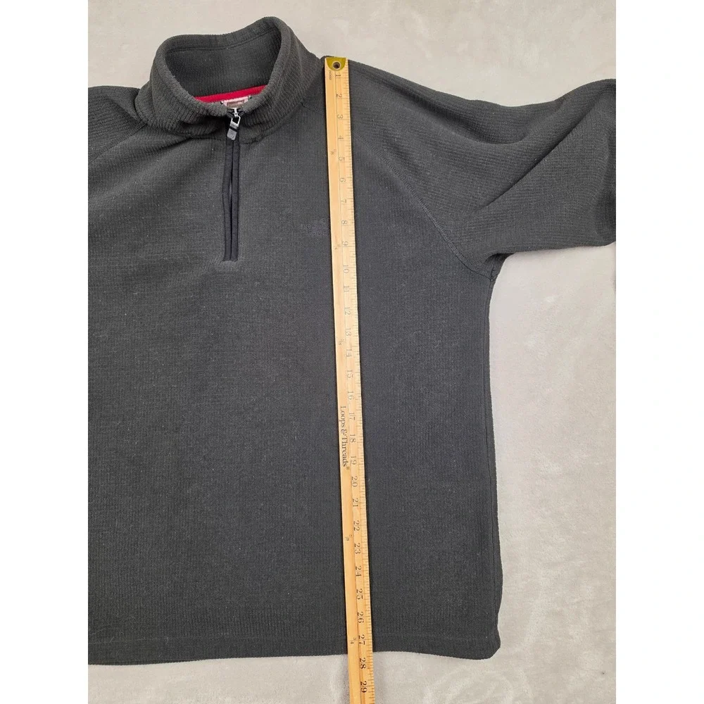 The North Face 1/4 Zip Fleece Pullover Mens Large Black Textured Grid Thermal